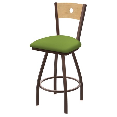 Holland Bar Stool Co 36" Swivel Counter Stool, Black Wrinkle, Nat Back, Canter Kiwi Green Seat 83036BZNatMplB009